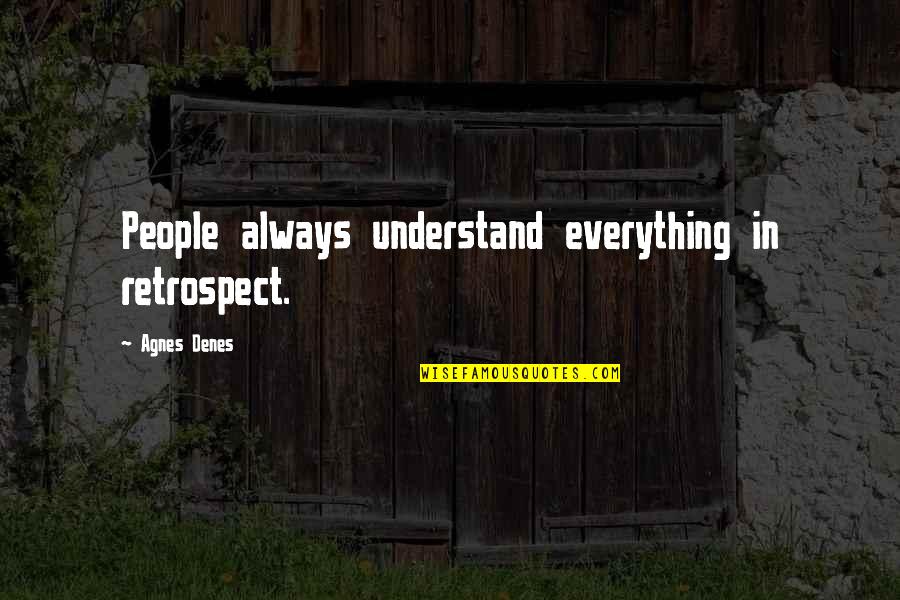 David Harbour Quotes By Agnes Denes: People always understand everything in retrospect.
