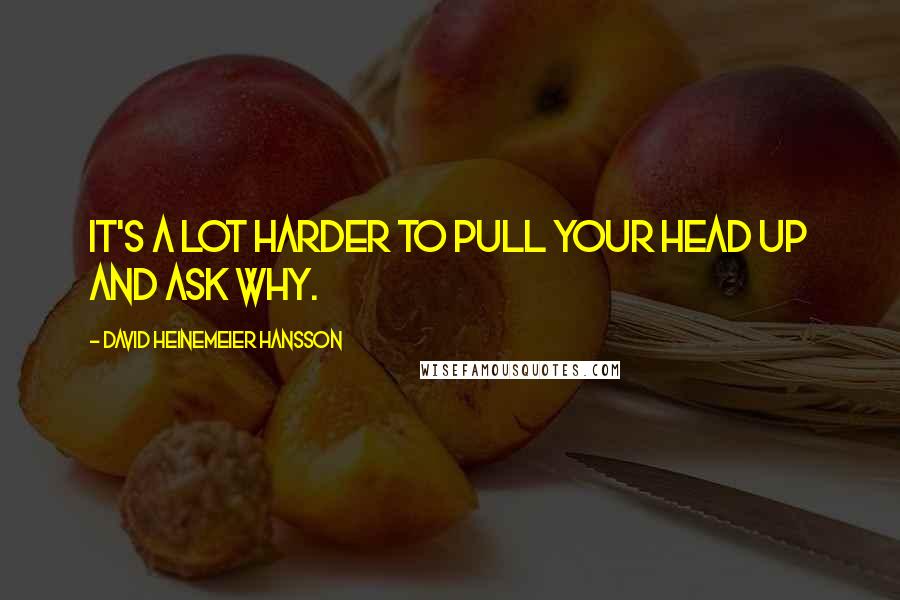 David Heinemeier Hansson quotes: It's a lot harder to pull your head up and ask why.
