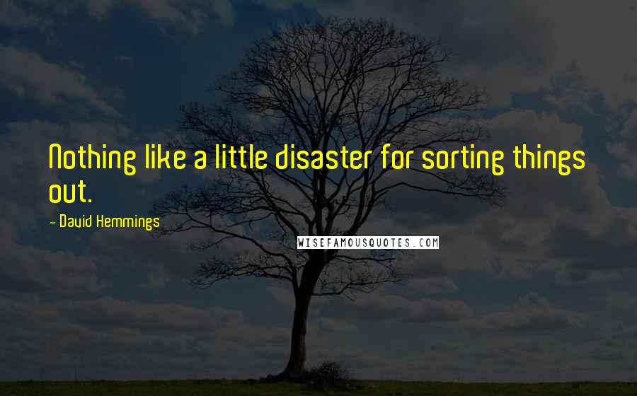 David Hemmings quotes: Nothing like a little disaster for sorting things out.