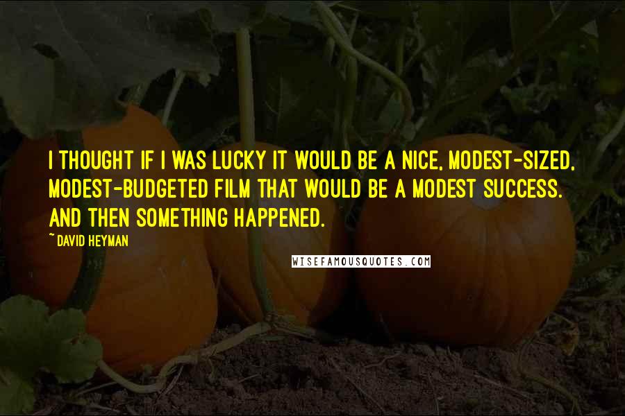 David Heyman quotes: I thought if I was lucky it would be a nice, modest-sized, modest-budgeted film that would be a modest success. And then something happened.