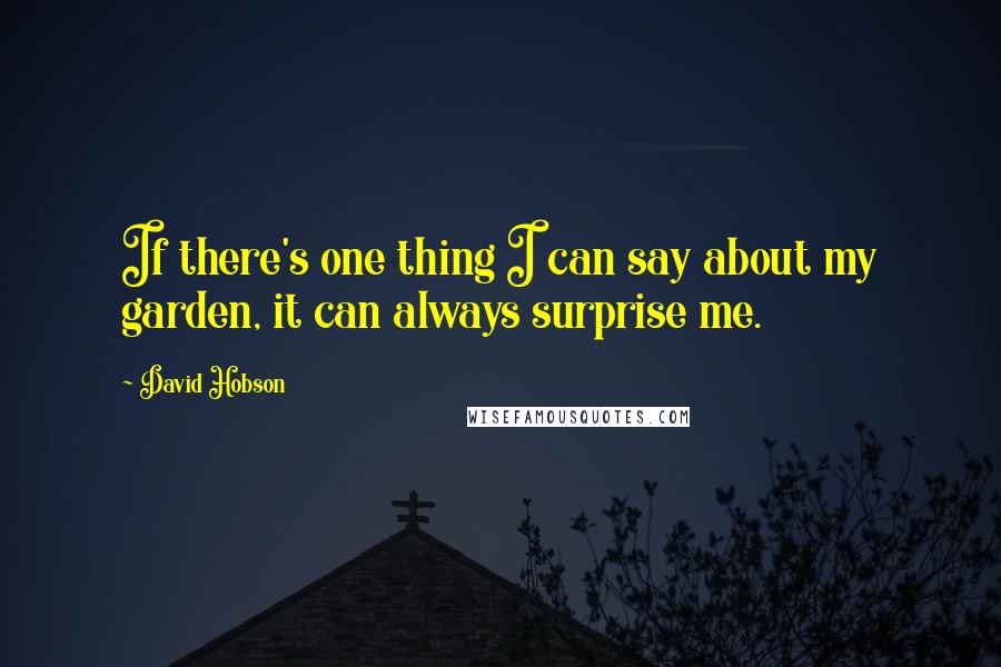 David Hobson quotes: If there's one thing I can say about my garden, it can always surprise me.