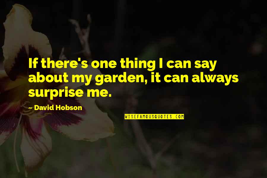 David Hobson Quotes By David Hobson: If there's one thing I can say about