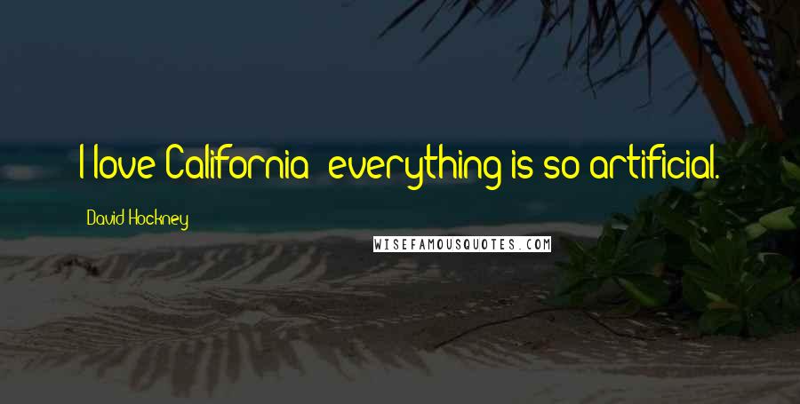 David Hockney quotes: I love California; everything is so artificial.