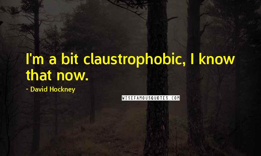 David Hockney quotes: I'm a bit claustrophobic, I know that now.