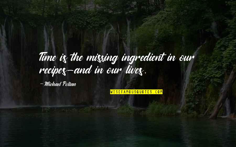 David Hoffmeister Quotes By Michael Pollan: Time is the missing ingredient in our recipes-and