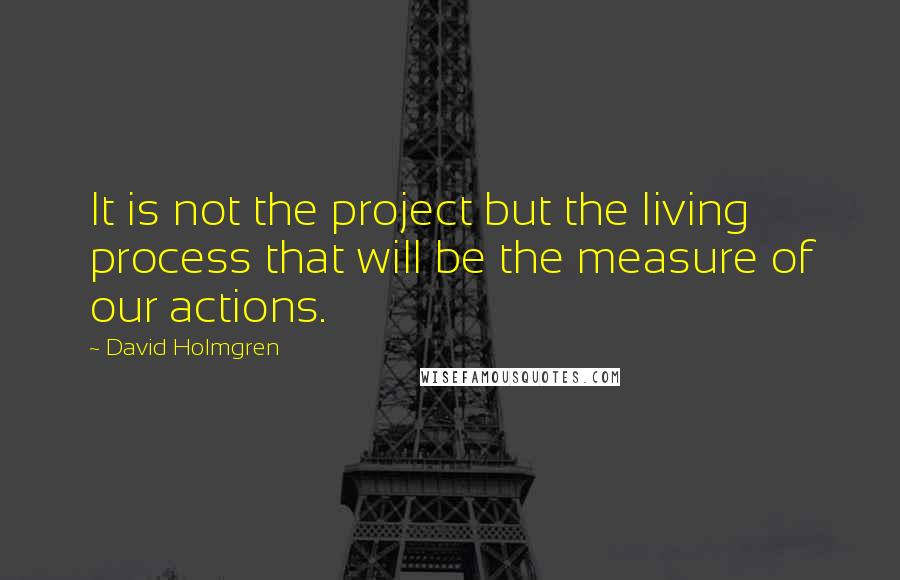 David Holmgren quotes: It is not the project but the living process that will be the measure of our actions.