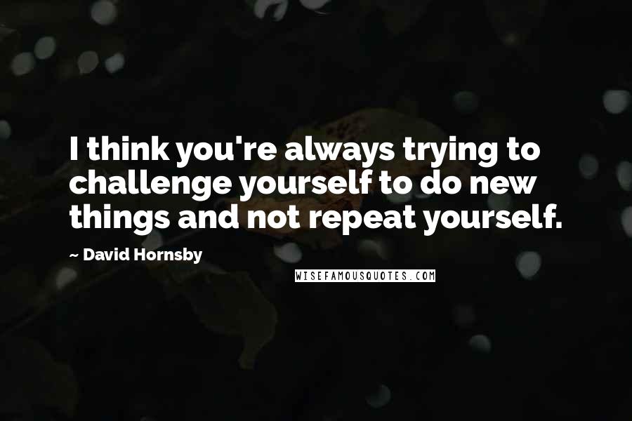 David Hornsby quotes: I think you're always trying to challenge yourself to do new things and not repeat yourself.