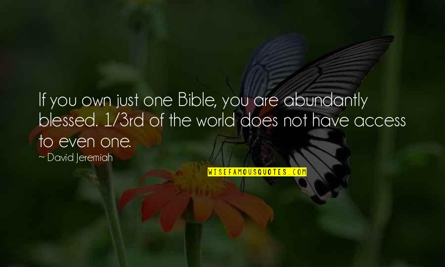 David In The Bible Quotes By David Jeremiah: If you own just one Bible, you are