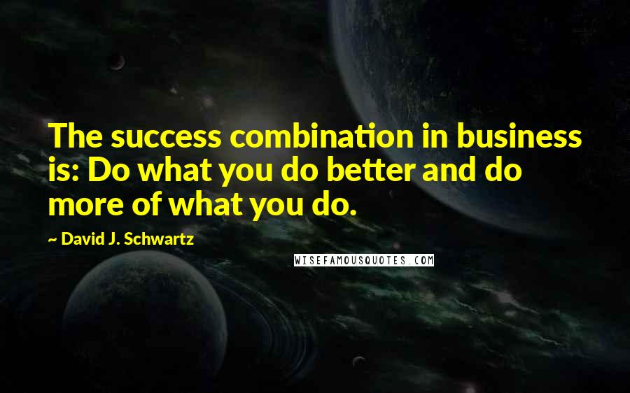 David J. Schwartz quotes: The success combination in business is: Do what you do better and do more of what you do.