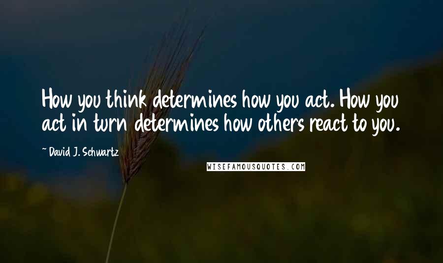 David J. Schwartz quotes: How you think determines how you act. How you act in turn determines how others react to you.