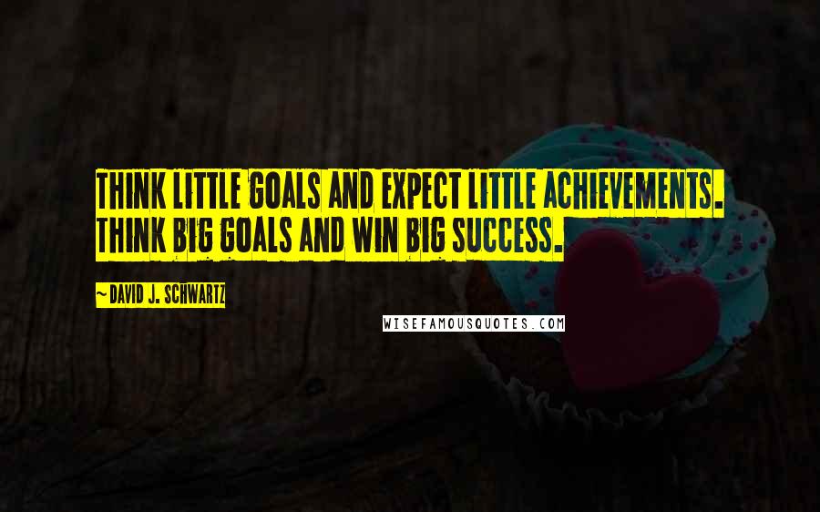 David J. Schwartz quotes: Think little goals and expect little achievements. Think big goals and win big success.
