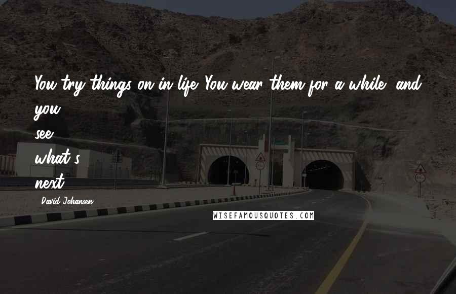 David Johansen quotes: You try things on in life. You wear them for a while, and you see what's next.