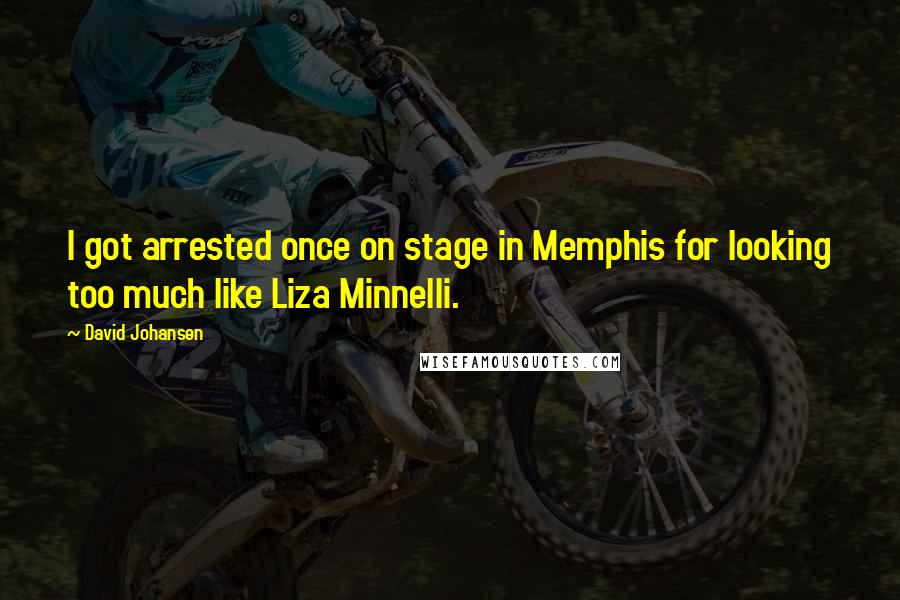 David Johansen quotes: I got arrested once on stage in Memphis for looking too much like Liza Minnelli.
