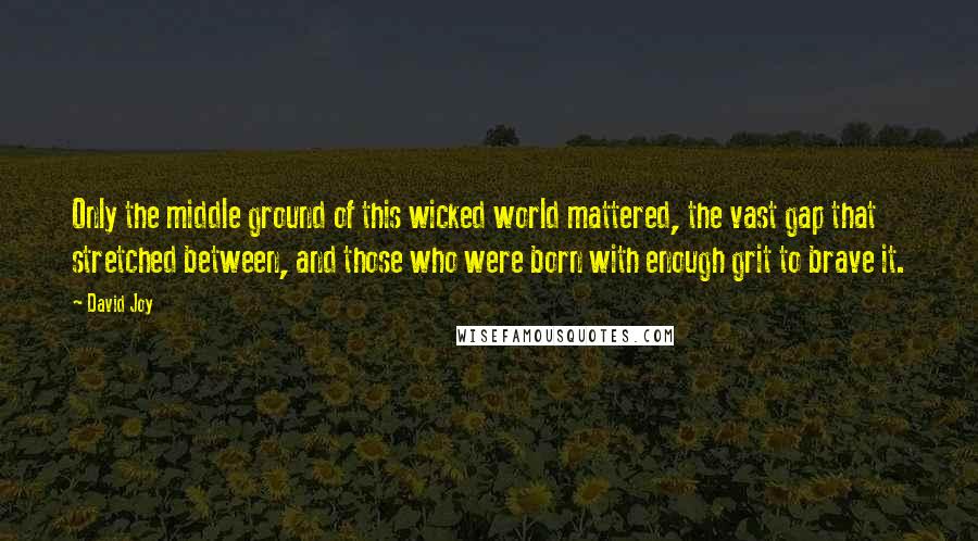 David Joy quotes: Only the middle ground of this wicked world mattered, the vast gap that stretched between, and those who were born with enough grit to brave it. David Joy quotes: Only the middle ground of this wicked world mattered, the vast gap that stretched between, and those who were born with enough grit to brave it.