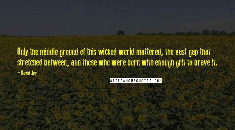 David Joy quotes: Only the middle ground of this wicked world mattered, the vast gap that stretched between, and those who were born with enough grit to brave it.