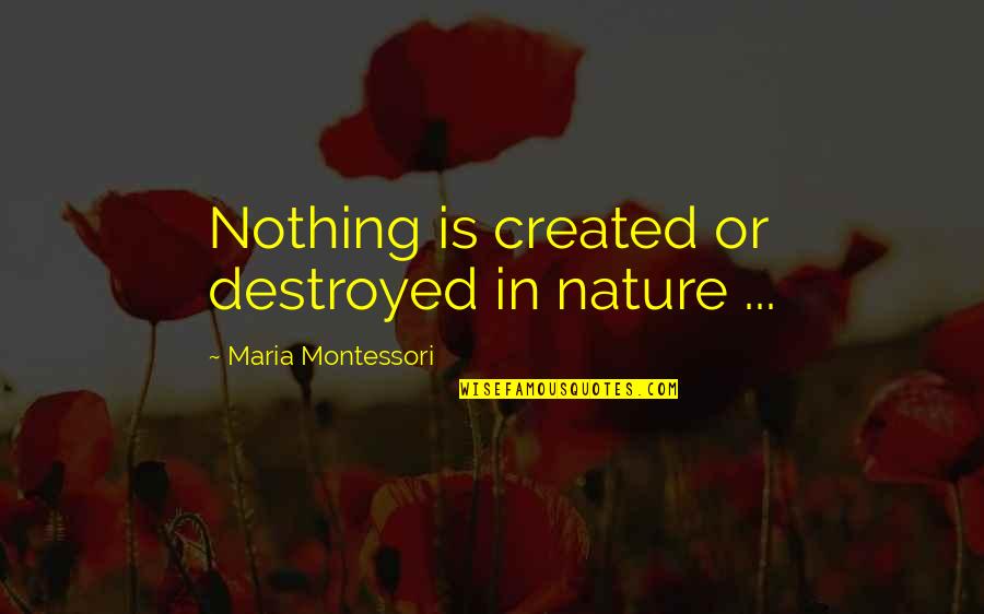 David Kirby Quotes By Maria Montessori: Nothing is created or destroyed in nature ...