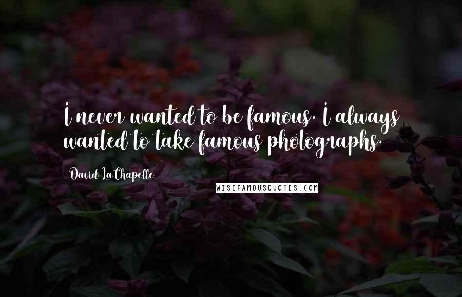 David LaChapelle quotes: I never wanted to be famous. I always wanted to take famous photographs.