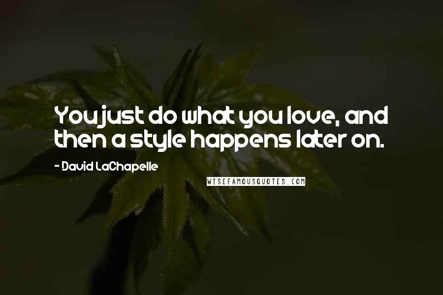 David LaChapelle quotes: You just do what you love, and then a style happens later on.