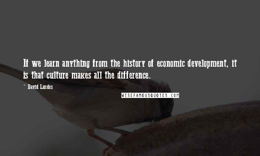 David Landes quotes: If we learn anything from the history of economic development, it is that culture makes all the difference.