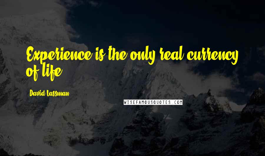 David Lassman quotes: Experience is the only real currency of life