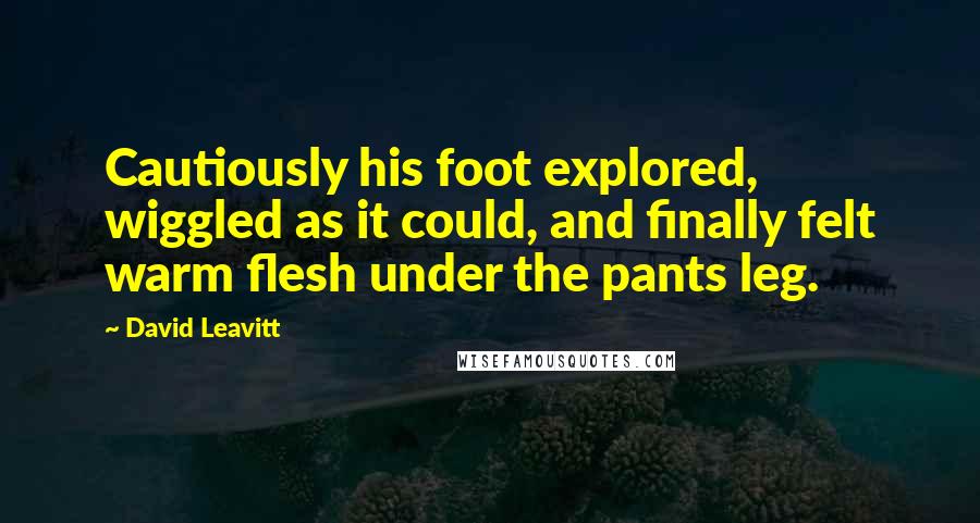 David Leavitt quotes: Cautiously his foot explored, wiggled as it could, and finally felt warm flesh under the pants leg.