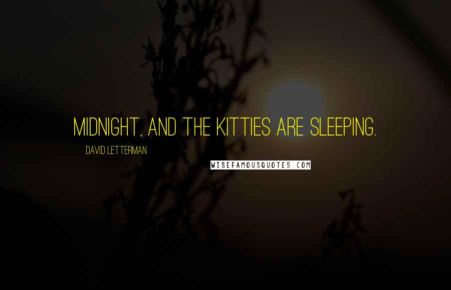 David Letterman quotes: Midnight, and the kitties are sleeping.