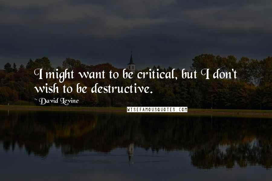 David Levine quotes: I might want to be critical, but I don't wish to be destructive.