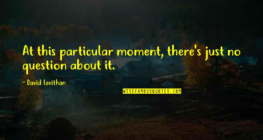 David Levithan Love Quotes By David Levithan: At this particular moment, there's just no question