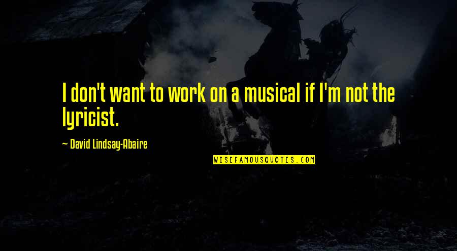 David Lindsay Quotes By David Lindsay-Abaire: I don't want to work on a musical