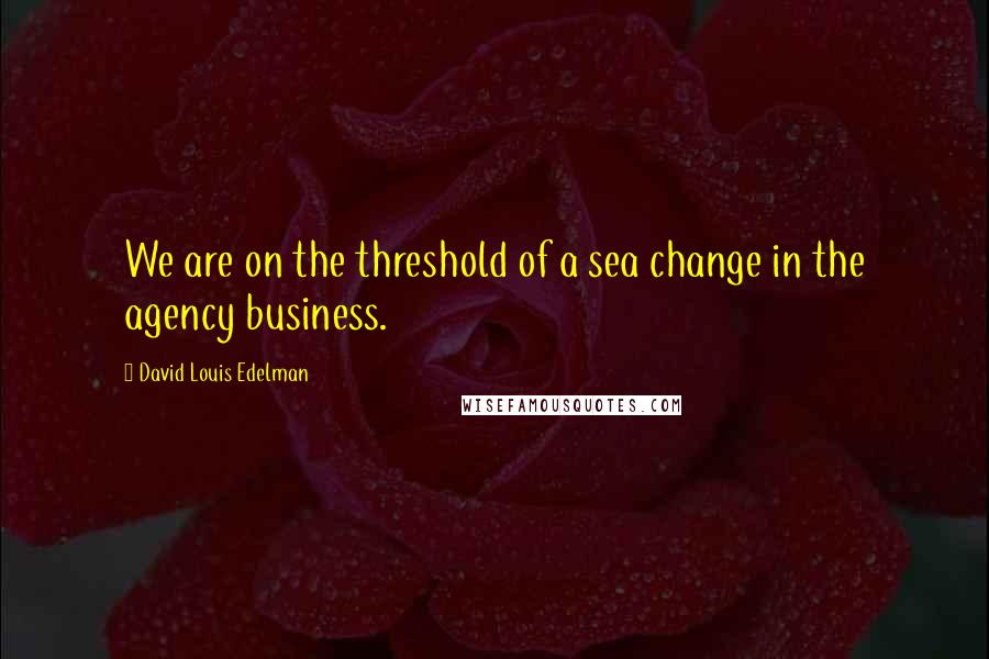 David Louis Edelman quotes: We are on the threshold of a sea change in the agency business.