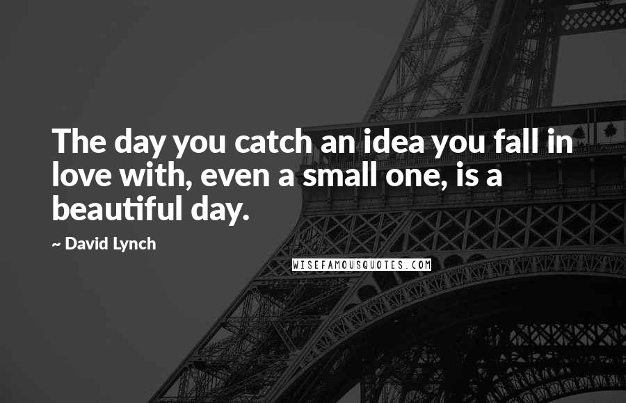 David Lynch quotes: The day you catch an idea you fall in love with, even a small one, is a beautiful day.