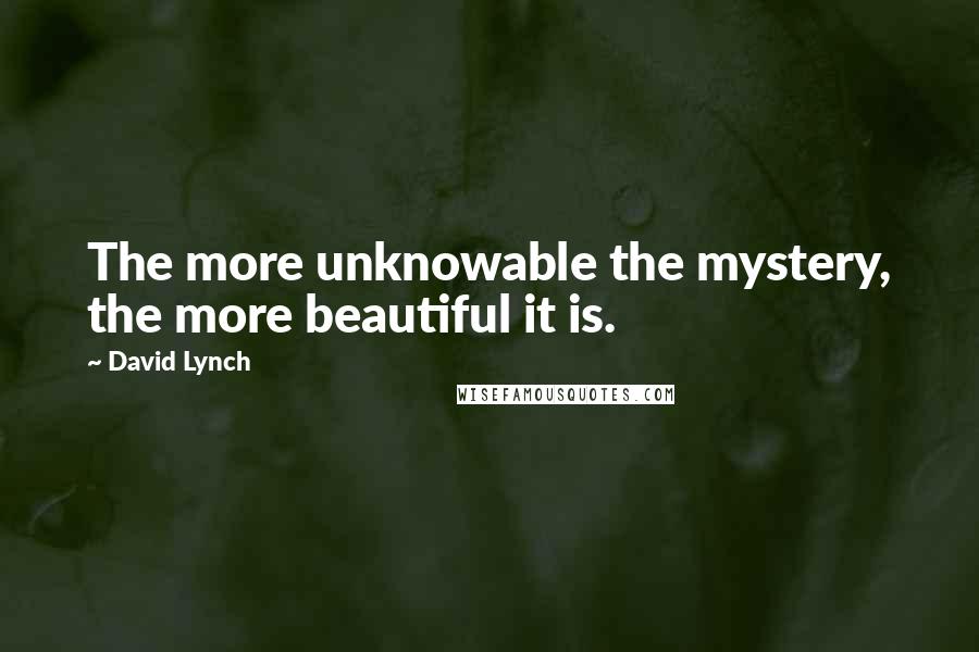 David Lynch quotes: The more unknowable the mystery, the more beautiful it is.