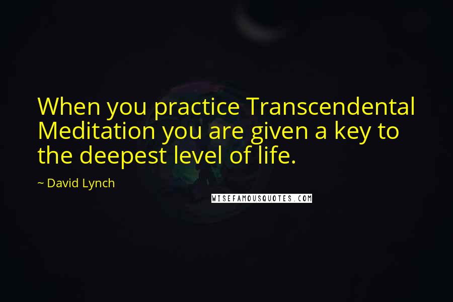 David Lynch quotes: When you practice Transcendental Meditation you are given a key to the deepest level of life.