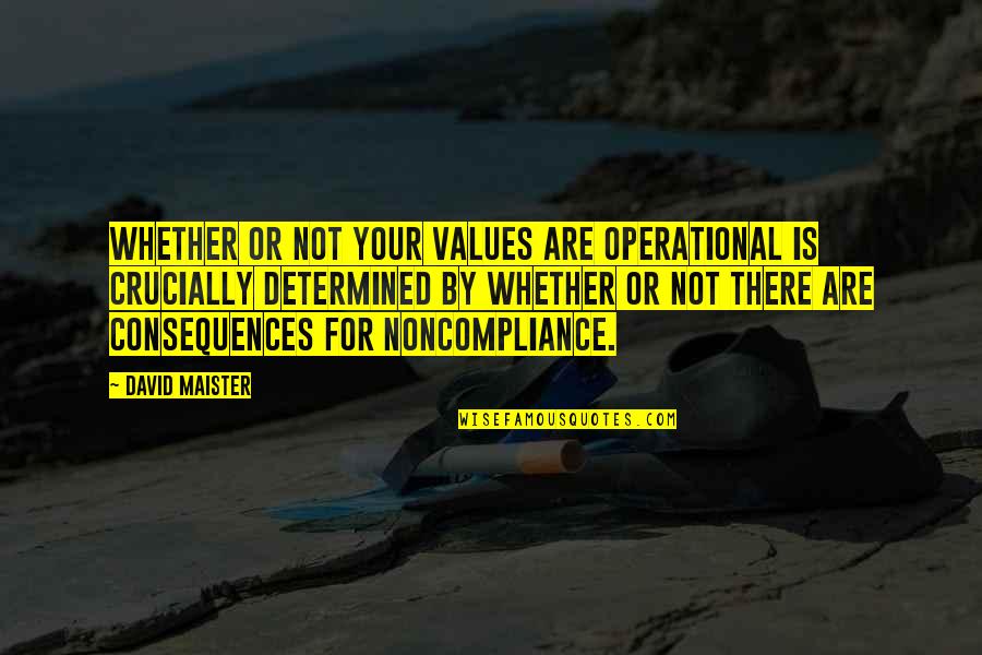 David Maister Quotes By David Maister: Whether or not your values are operational is