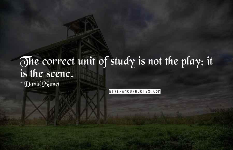 David Mamet quotes: The correct unit of study is not the play; it is the scene.