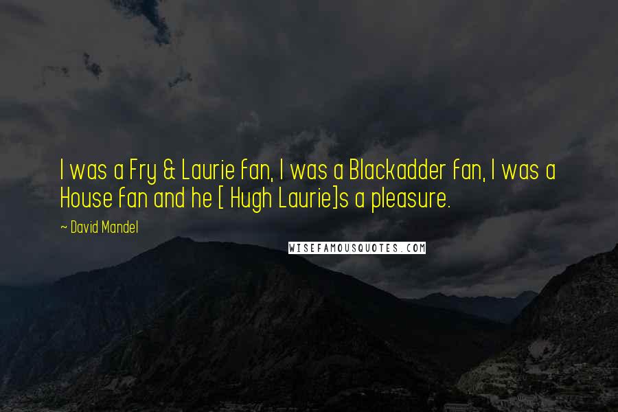 David Mandel quotes: I was a Fry & Laurie fan, I was a Blackadder fan, I was a House fan and he [ Hugh Laurie]s a pleasure.