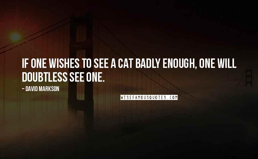 David Markson quotes: If one wishes to see a cat badly enough, one will doubtless see one.