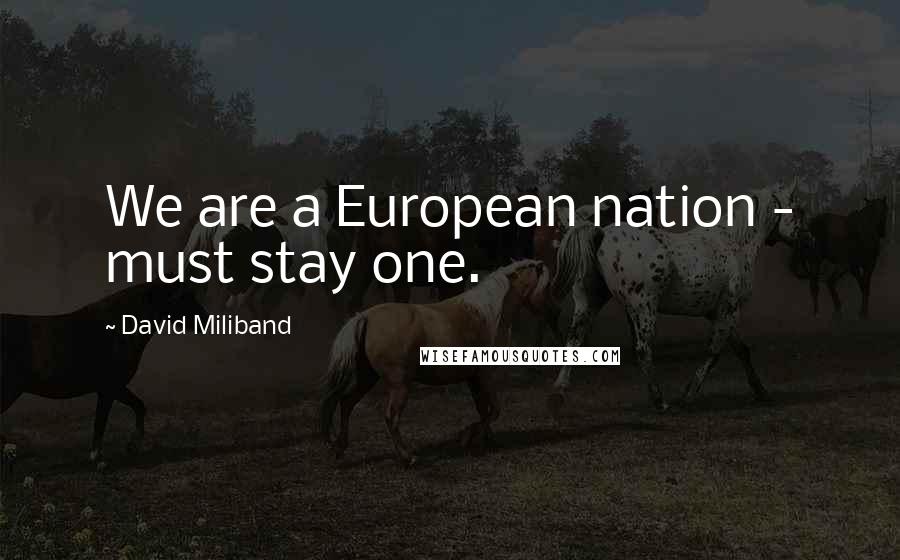 David Miliband quotes: We are a European nation - must stay one.
