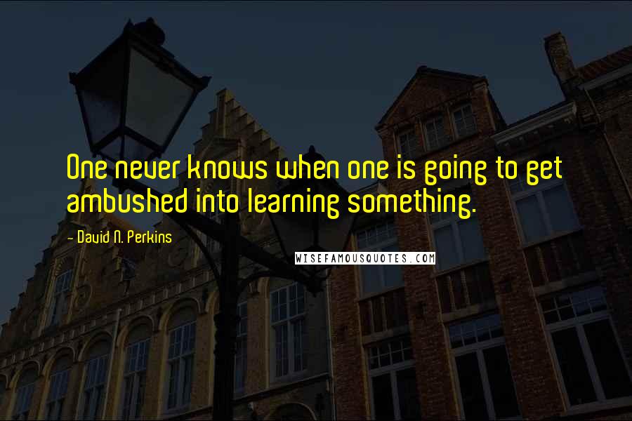 David N. Perkins quotes: One never knows when one is going to get ambushed into learning something.