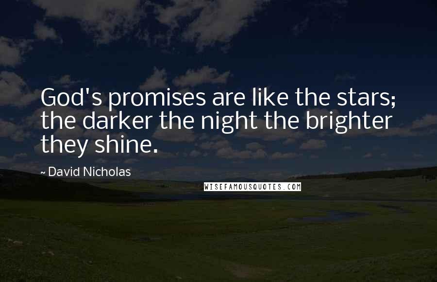 David Nicholas quotes: God's promises are like the stars; the darker the night the brighter they shine.