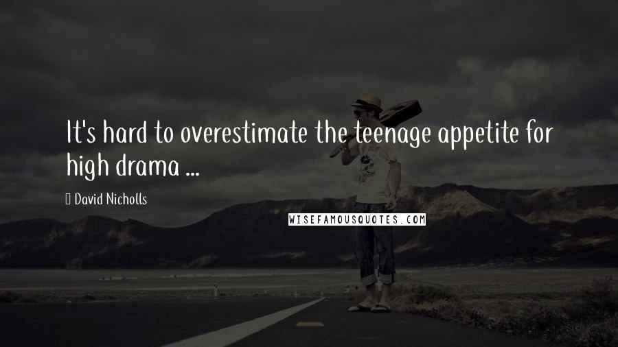 David Nicholls quotes: It's hard to overestimate the teenage appetite for high drama ...