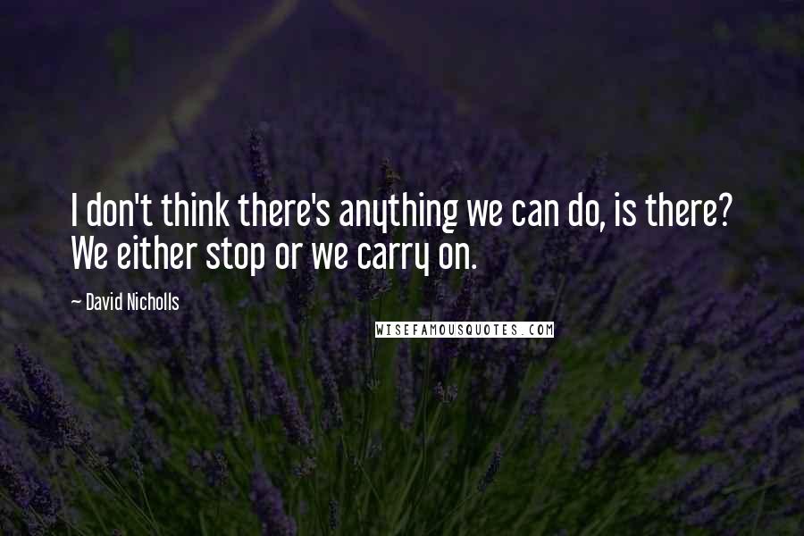 David Nicholls quotes: I don't think there's anything we can do, is there? We either stop or we carry on.