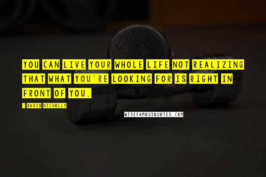 David Nicholls quotes: You can live your whole life not realizing that what you're looking for is right in front of you.