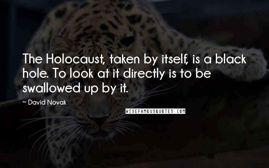 David Novak quotes: The Holocaust, taken by itself, is a black hole. To look at it directly is to be swallowed up by it.