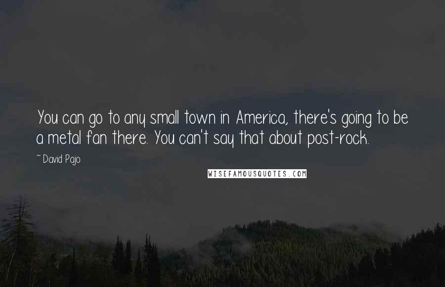 David Pajo quotes: You can go to any small town in America, there's going to be a metal fan there. You can't say that about post-rock.