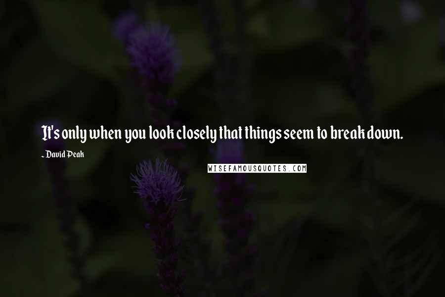 David Peak quotes: It's only when you look closely that things seem to break down.