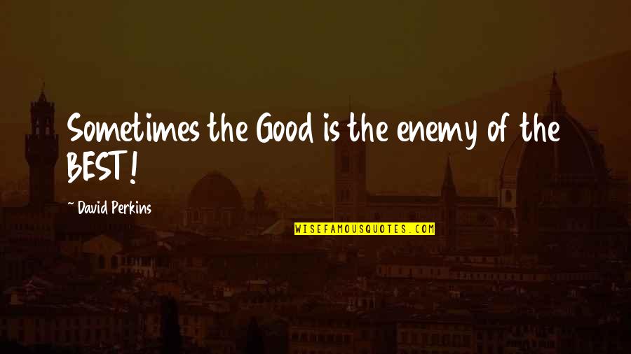 David Perkins Quotes By David Perkins: Sometimes the Good is the enemy of the