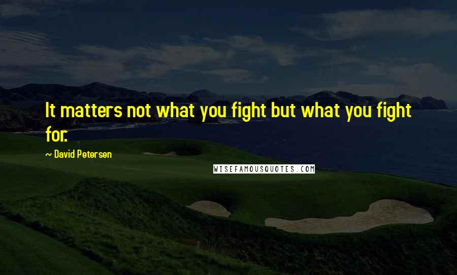 David Petersen quotes: It matters not what you fight but what you fight for.