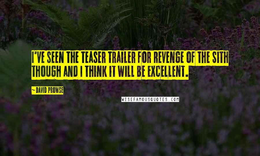 David Prowse quotes: I've seen the teaser trailer for Revenge of the Sith though and I think it will be excellent.