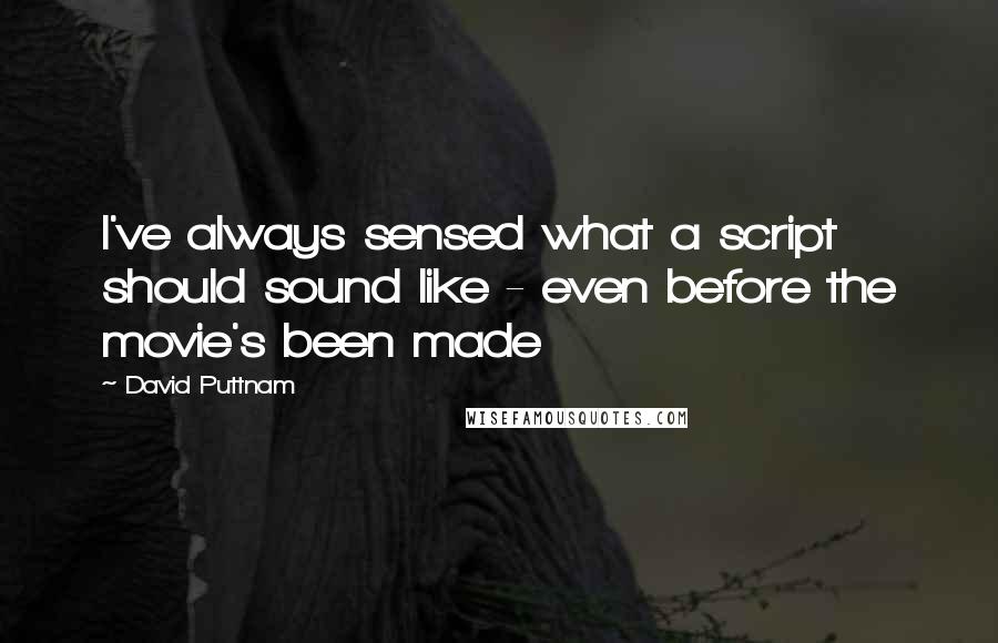 David Puttnam quotes: I've always sensed what a script should sound like - even before the movie's been made